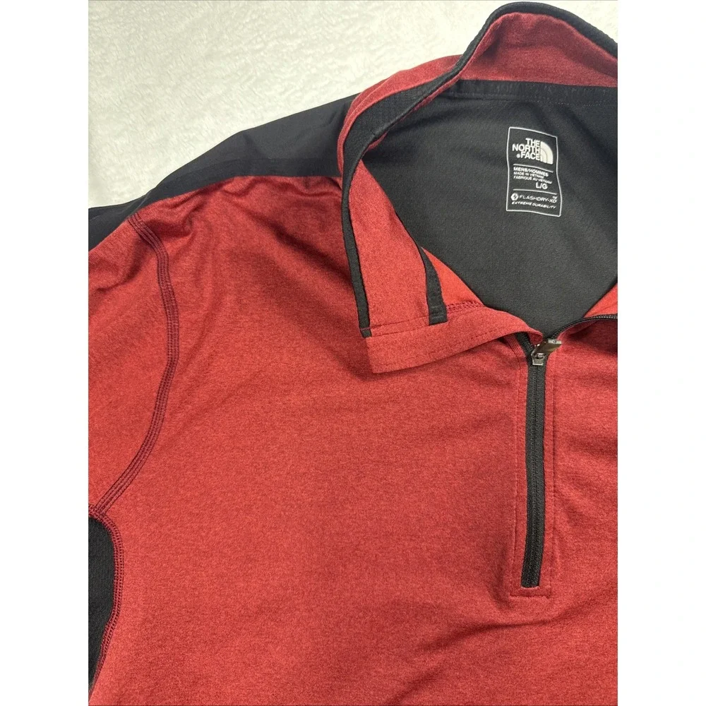 The North Face FlashDry-XD 1/4 Zip Pullover Active Shirt Men Large Red Black